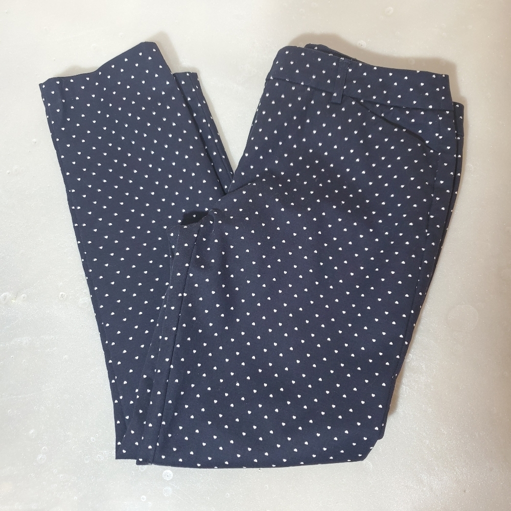 Dalia heart print navy blue pants size 6